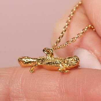 Personalised Bearded Dragon Gold Necklace, 2 of 9