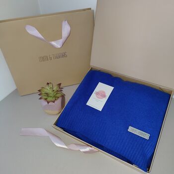 Personalised Royal Blue 100% Cashmere Wrap Gift Boxed, 2 of 12