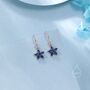Sterling Silver Sapphire Blue Cz Flower Drop Dangle Earrings, thumbnail 7 of 11