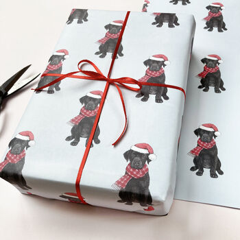 Festive Black Labrador Christmas Wrapping Paper, 2 of 4