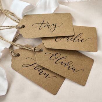 Personalised Calligraphy Place Name Card Tags X 10, 2 of 6
