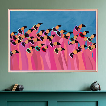 Flock Of Flamingos Custom Colour Summer Art Print, 2 of 11