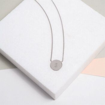 Portobello Sterling Silver Engraved Disc Necklace, 2 of 4