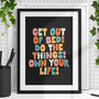 Get Out Of Bed Do The Things Motivational Typography, thumbnail 1 of 4