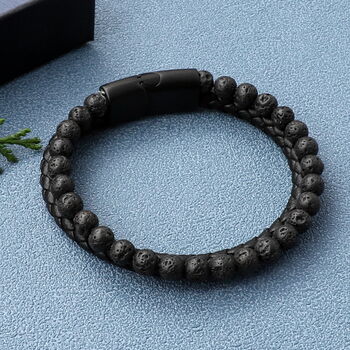 Personalised Christmas Lava Stone Bracelet For Men, 4 of 10