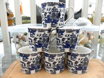 Set Of Six Palace Mugs In Blue Willow Design, 4 of 9