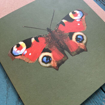 Peacock Butterfly Illustrated Blank Card, 2 of 2