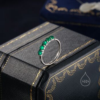 Sterling Silver Natural Green Onyx Half Infinity Ring, 4 of 12