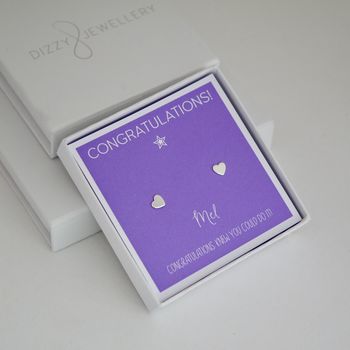 Sterling Silver Congratulations Earrings, 4 of 12