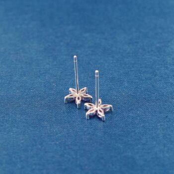 Amethyst Birthstone Flower Stud Earrings, 925 Sterling Silver, 6 of 8