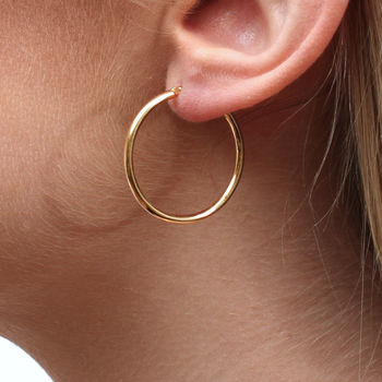 18ct Yellow Gold Plated Creole Hoop Earrings, 2 of 6