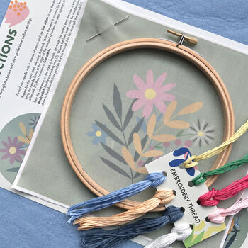 Green Floral Embroidery Kit, 3 of 4