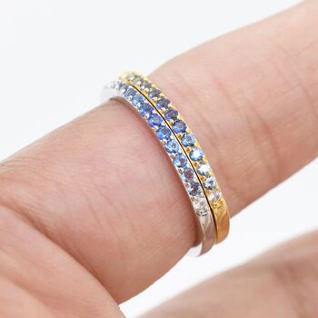 Sapphire Blue Ombre Half Eternity Ring Sterling Silver, 7 of 12