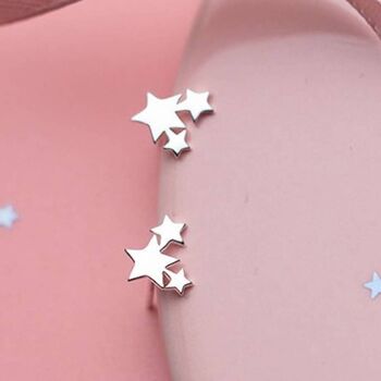 Christmas Friendship Sterling Silver Star Cluster Stud Earrings, 3 of 7