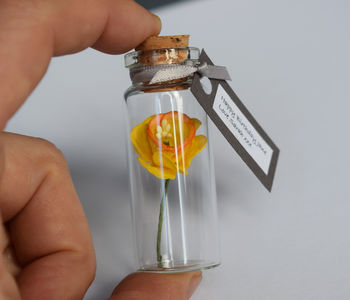 Tiny Paper Daffodil In A Bottle With Personalised Tag, 6 of 7