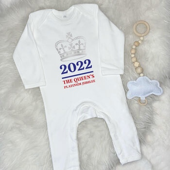 Platinum Jubilee Babygrow With Silver Crown, 4 of 5