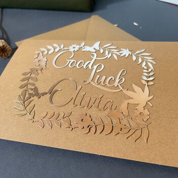 Personalised Papercut Good Luck Card, 8 of 9