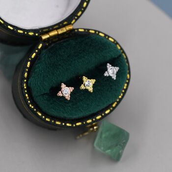 Extra Tiny Dotted Cluster And Cz Stud Earrings, 3 of 12