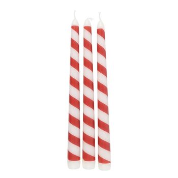 Set Of Three Candy Cane Stripe Taper Candles, 2 of 2