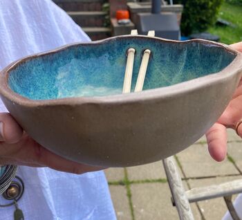 Handmade Ceramic 'Super Noodle' Bowl With Chopsticks, 6 of 8