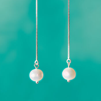 Long Silver Pearl Earrings, 6 of 7