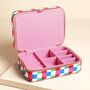 Multi Bright Checkerboard Linen Travel Jewellery Case, thumbnail 5 of 7