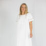 Women's White Cotton Bird And Flower Embroidered Nightdress, thumbnail 3 of 7