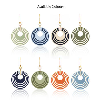 Cream And Black Geometric Circular Earrings • Gold Plated Sterling Silver Hooks, 9 of 11