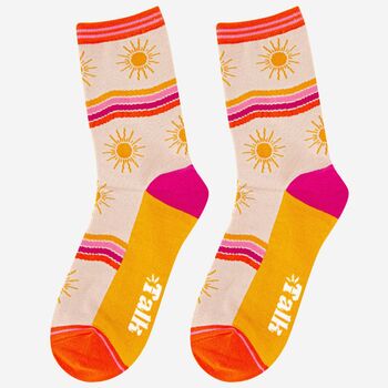 Women's Bamboo Socks Sunshine Rainbow Stripe, 2 of 5