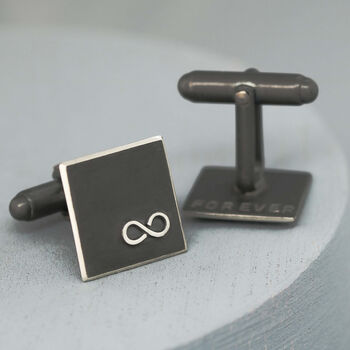 Personalised Infinity Symbol Cufflinks. Oxidised Black, 7 of 11