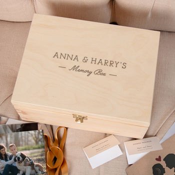 Personalised Wood Memory Box For Couples, 6 of 7