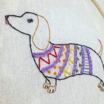 Sausage Dog Embroidery Kit For Crafty Kids, 2 of 4