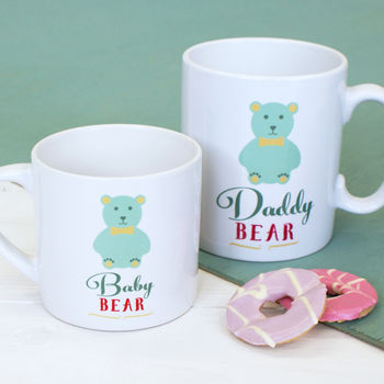Personalised Pastel Daddy And Baby Bear Mug Set, 2 of 4