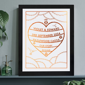 Wedding Heart Personalised Print, 3 of 8