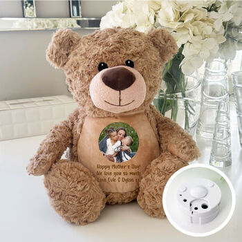 Personalised Photo Record A Voice Memory Bear Light Brown, 9 of 9