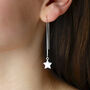 Hammered Silver Shooting Star Threader Earrings, thumbnail 1 of 6