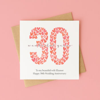 Personalised Watercolour Heart Anniversary Card, 6 of 9