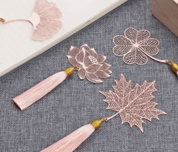 Pink Bookmarks Flowers And Leaves, 3 of 7