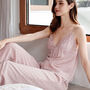 Pink Silk Touch Elegant Pajamas Robe Three Piece Set, thumbnail 6 of 9