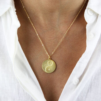 Sun And Moon Yinyang Vermeil Necklace, 3 of 9
