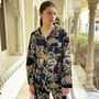 Giraffe And Leopard Print 100% Cotton Ladies Pyjamas In Dark Blue, thumbnail 4 of 8