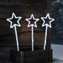 Christmas Set Of Three Acrylic Star Stake Lights White LED Battery Operated With Timer 43cm, thumbnail 1 of 3