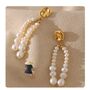 Milan Ivory D’or Gold Pearl Chrome Gift Dangle Earrings, thumbnail 2 of 5