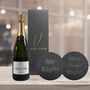 Vino Coco Champagne Gift Set With Mr And Mrs Slate Coasters Perfect For Anniversaries And Wedding Presents, thumbnail 1 of 8