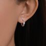 Sterling Silver Pink Crystal Cluster Huggie Hoop Earrings, thumbnail 3 of 10