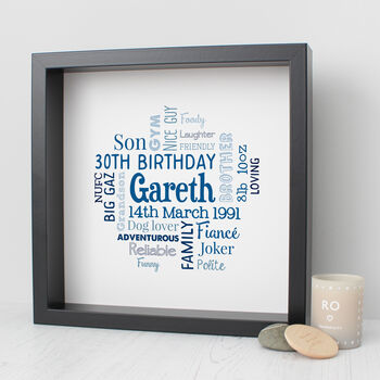 Personalised 30th Birthday Word Art Gift For Him, 2 of 3