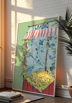 Lemon Market Stall Illustrated Art Print, 4 of 6