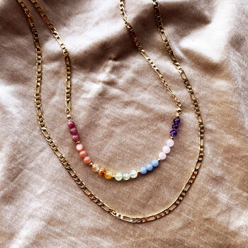 Rainbow Gemstone Bead And Layered Chain Necklace, 5 of 10