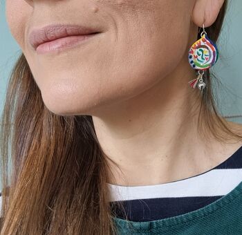 Colourful Festive Onion Painted Linear Face Earrings, 3 of 8