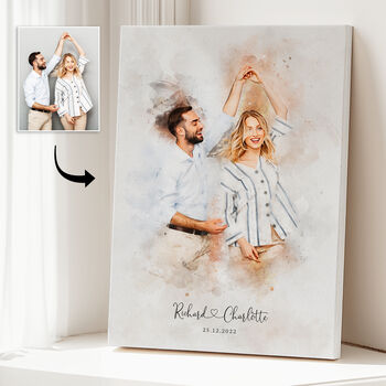 Watercolor Couple Portrait From Photo Gift For Her/Him, Valentines Day Gift, 8 of 8